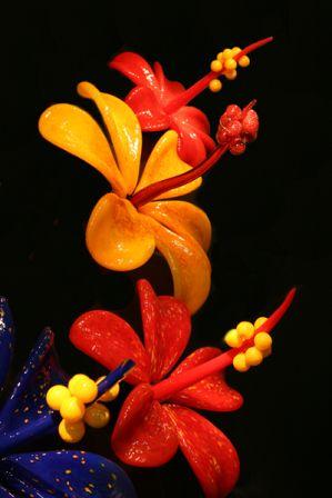 Blown Glass Hibiscus Flowers by Samuel Decker