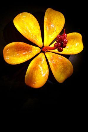 Blown Art Glass Hibiscus Flower by Samuel Decker